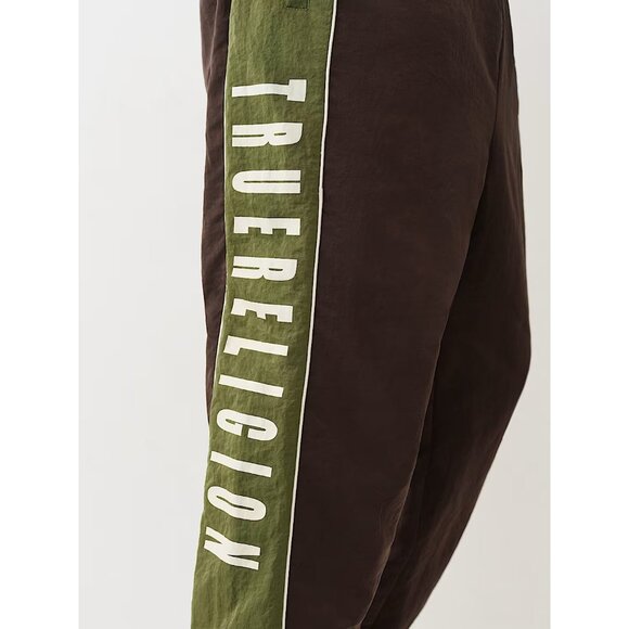 True Religion Color Blocked Nylon Jogger Dark Brown/Kalamata Size XL NWT Rare - Picture 4 of 11